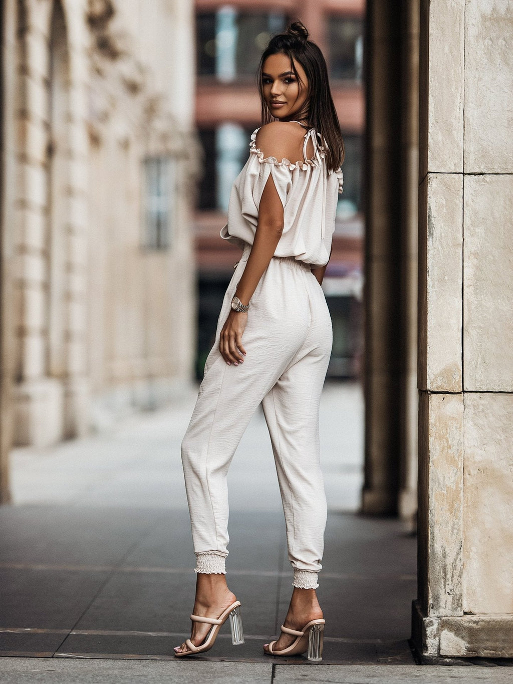 GR | White Off-Shoulder Jumpsuit