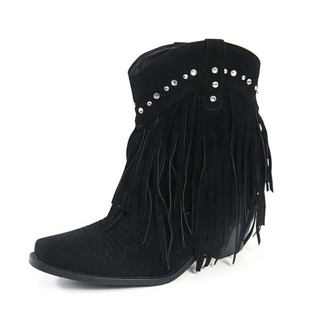 GR | Cowboy ankle boots with fringe tassel