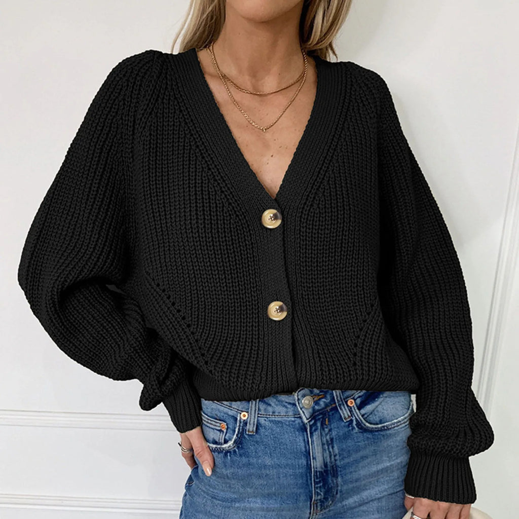 GR | STRICK-CARDIGAN MIT V-AUSSCHNITT