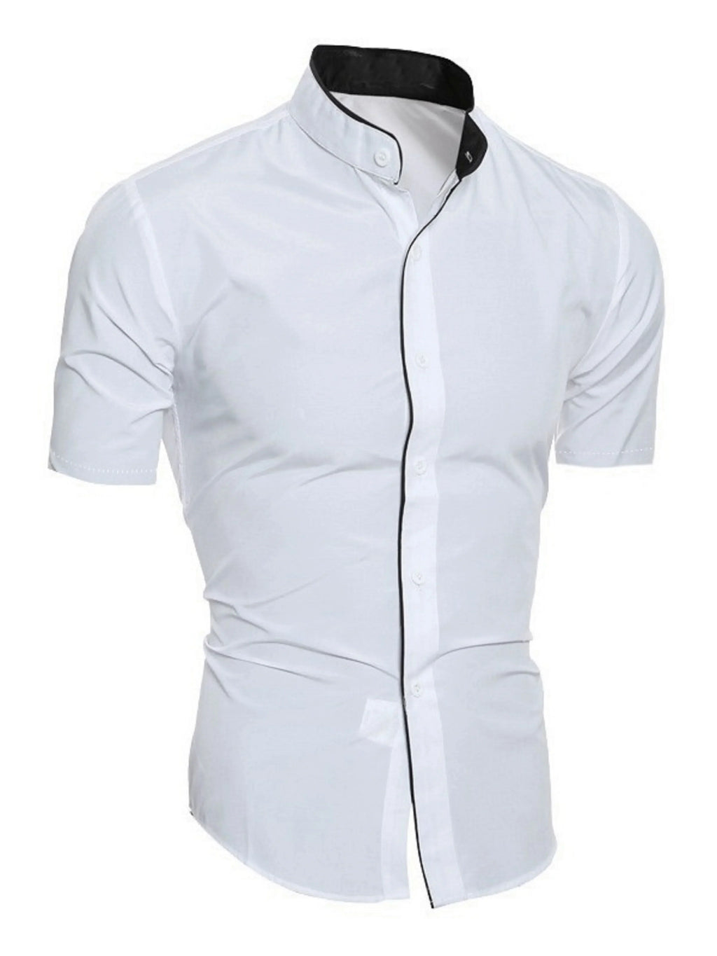 GR | Slim Fit Stehkragen Kurzarmhemd Business Lässig