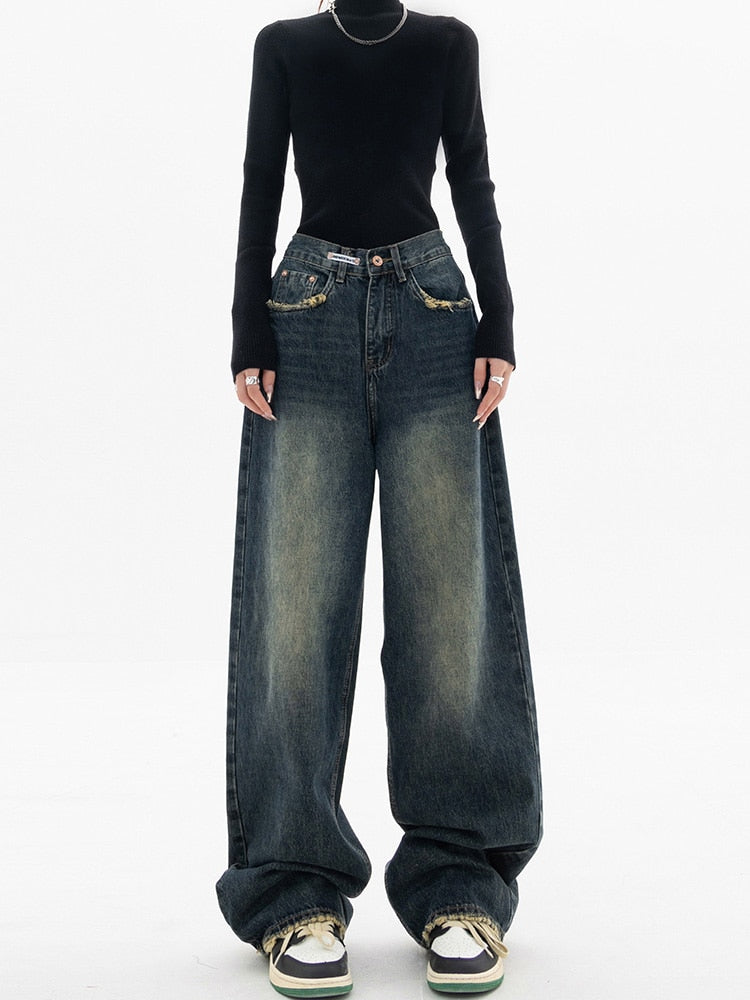 GR - Trendy Baggy Wide Leg Jeans for Women | High-Waisted Jeans, Casual Streetwear 