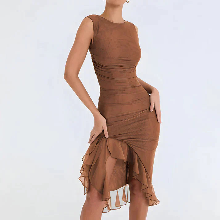 GR - Elegant bodycon dress with ruffles