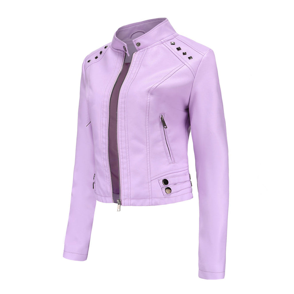 GR | Elegant leather jacket with unique details for women