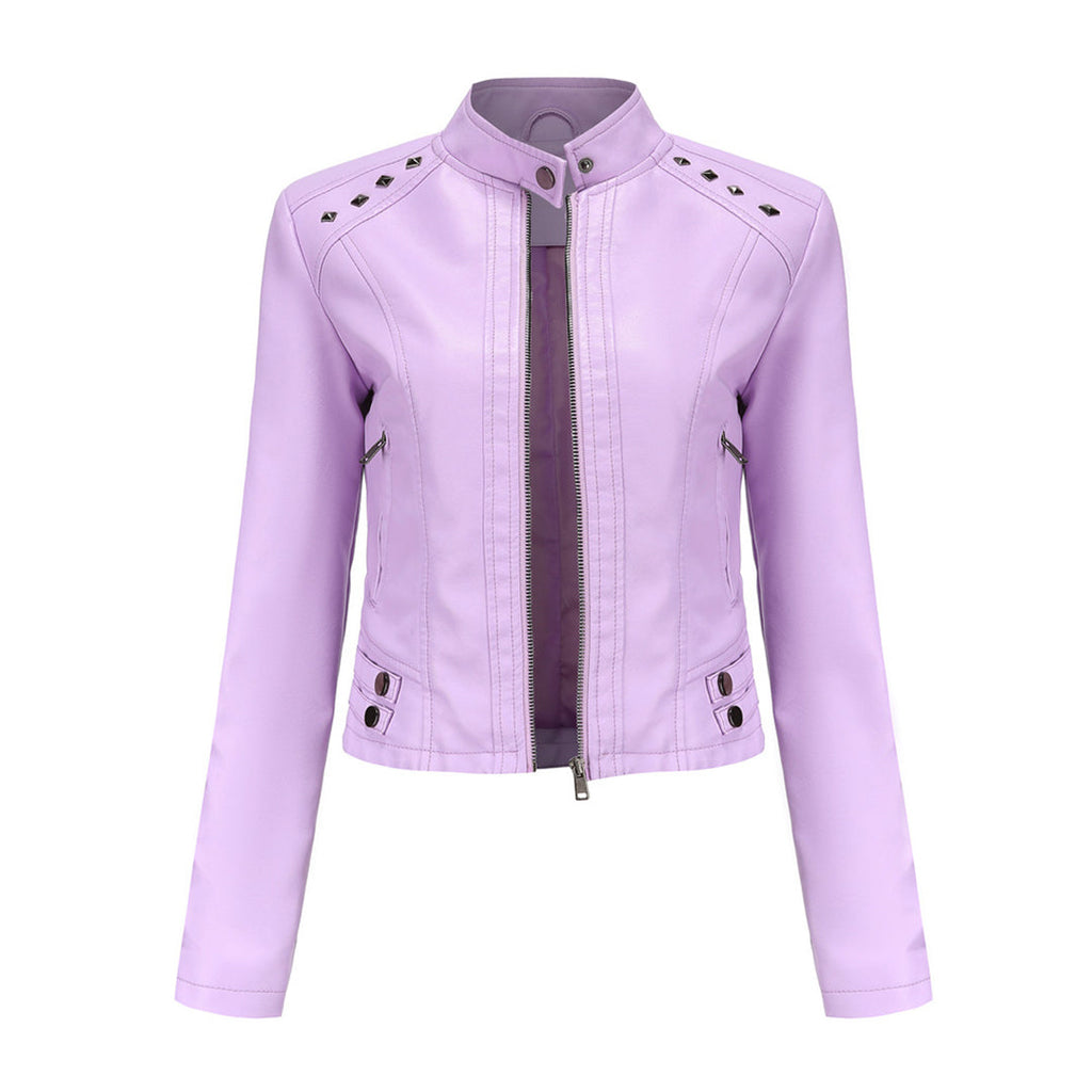 GR | Elegant leather jacket with unique details for women