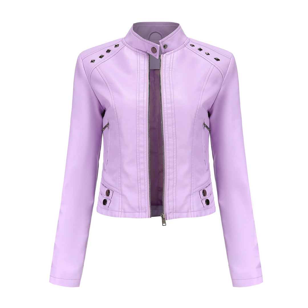 GR | Elegant leather jacket with unique details for women