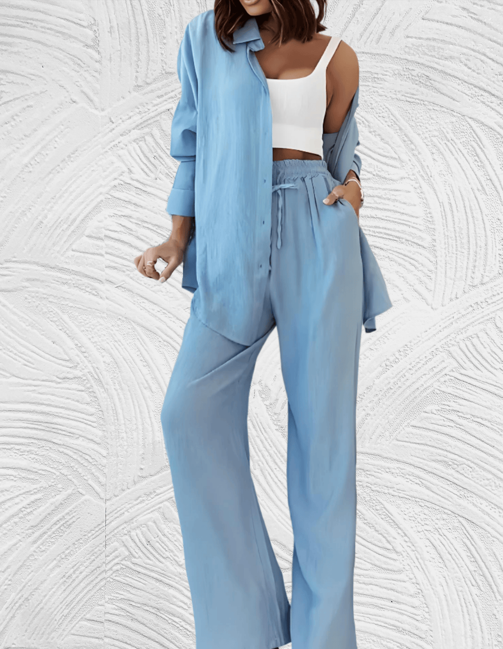 GR | 2-piece set, consisting of a loose shirt and wide-legged trousers
