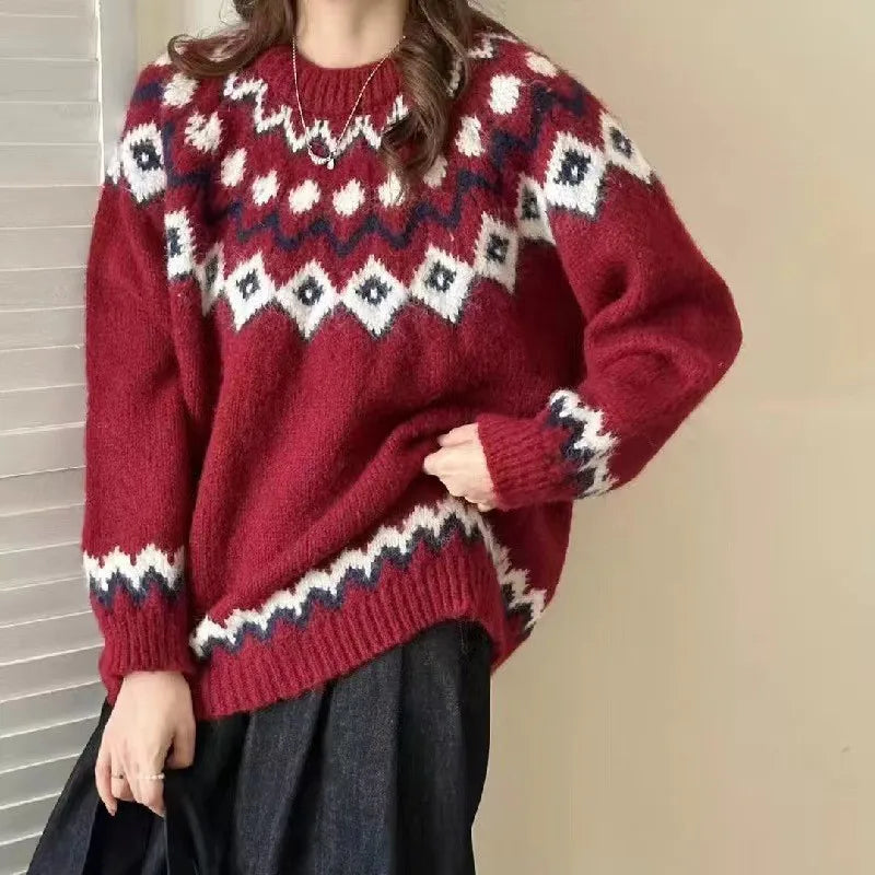 GR | Frauen Nordische Strickjacke