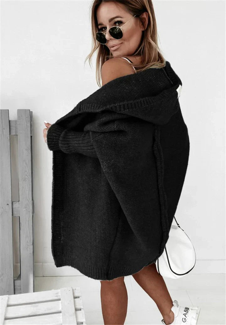 GR | Superweiche Gestrickte Strickjacke Mit Taschen Und Kapuze Für Damen