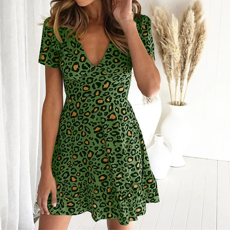 GR | Mini Sommerkleid Mit Leopardenmuster
