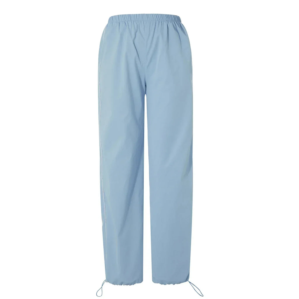 GR | Frauen Y2K Elastischer Taillen Cargo Hosen Locker Einfarbige Jogginghosen Trainingshose mit Taschen Streetwear