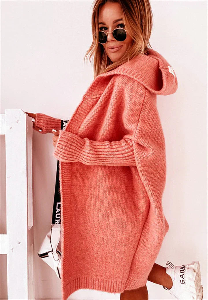 GR | Superweiche Gestrickte Strickjacke Mit Taschen Und Kapuze Für Damen
