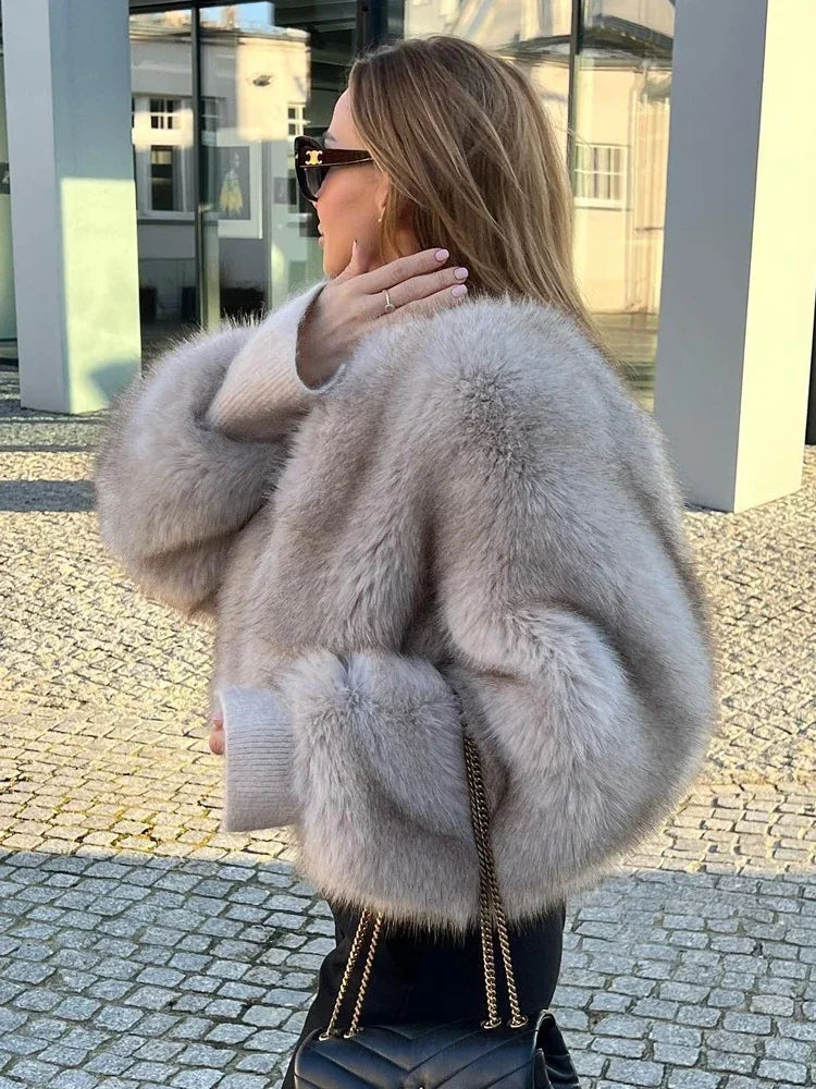 GR | Eleganter Kunstpelzmantel für Damen – Luxuriöser Look für kalte Tage