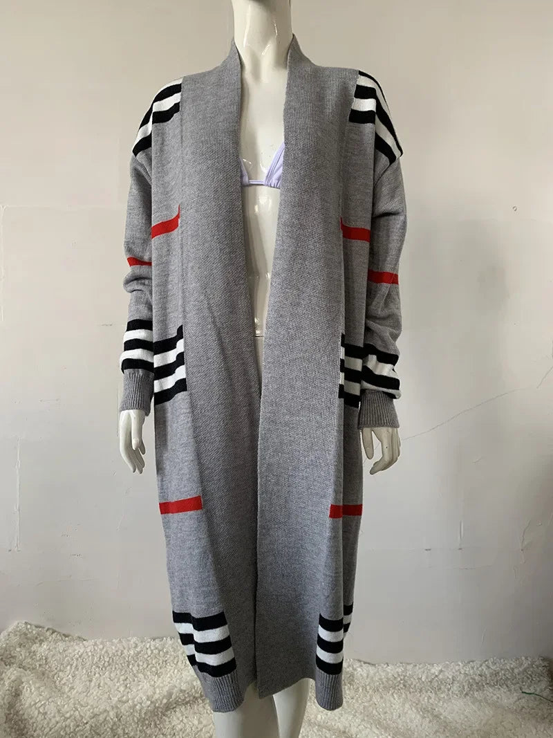 GR - Langer Strickcardigan mit Streifen