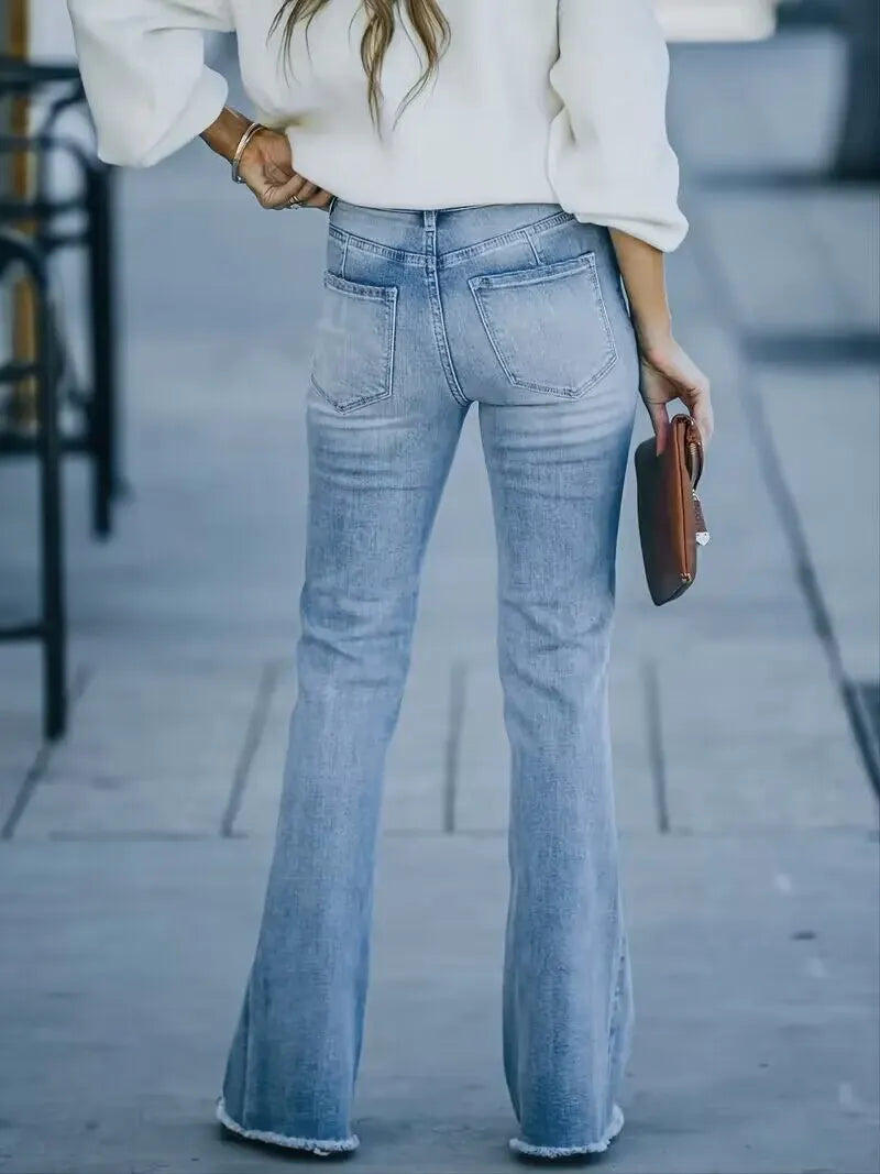 GR | Damen Jeans, Neue High-Waist Schlankmachende Mikro Flared Jeans Damen Trend