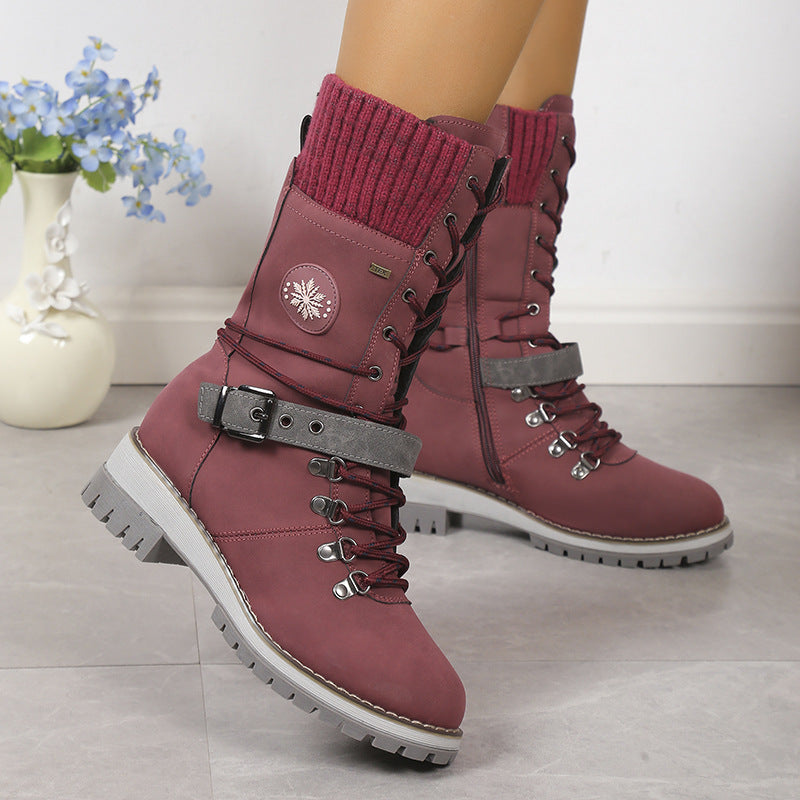 GR | Modern Knitted Snow Boots with Mid-Height Sole 