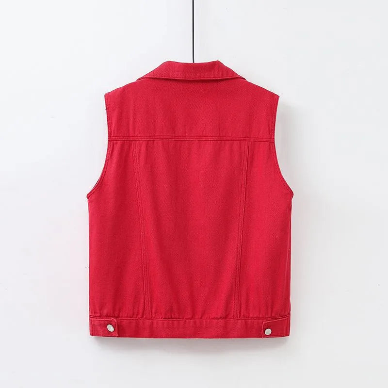 GR | Casual denim vest with pocket detail