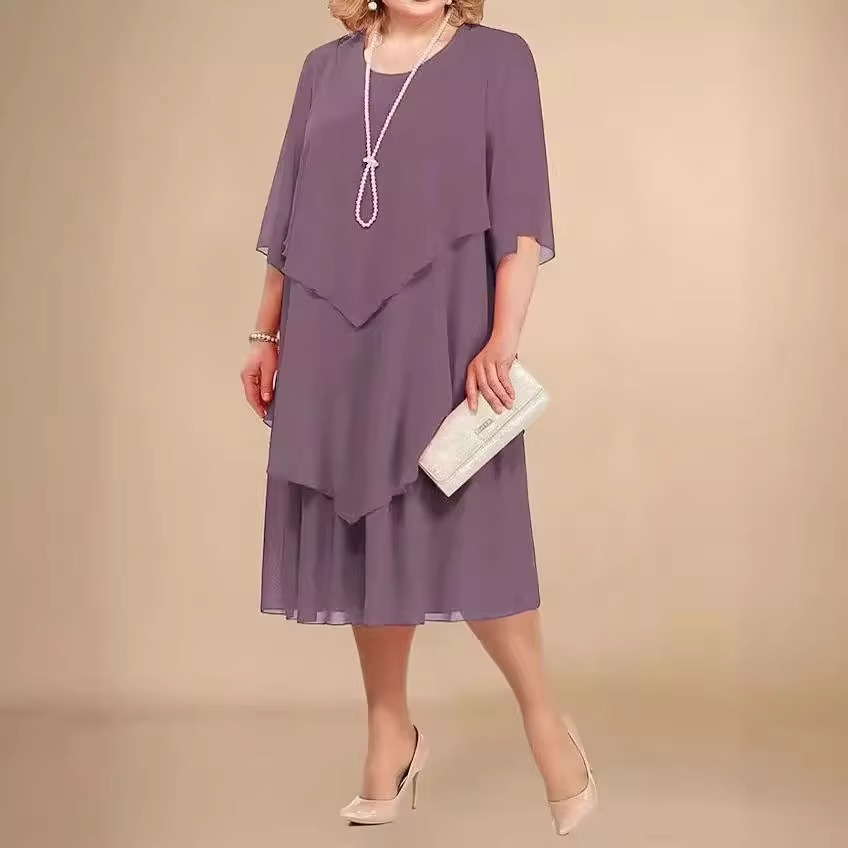 GR | Elegant chiffon dress with a layered look