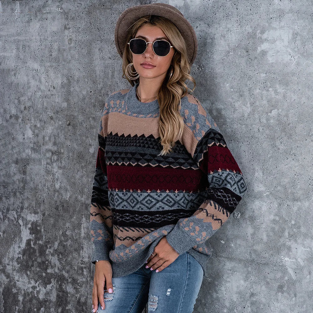 GR | Gestreifter Vintage-Strickpullover