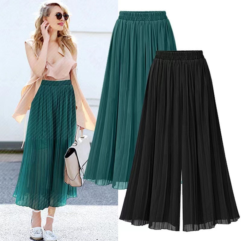 GR | Women's Wide Leg Trousers with Mesh Detail