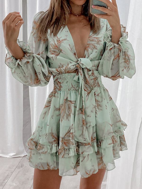 GR - Einfaches bedrucktes Chiffonkleid