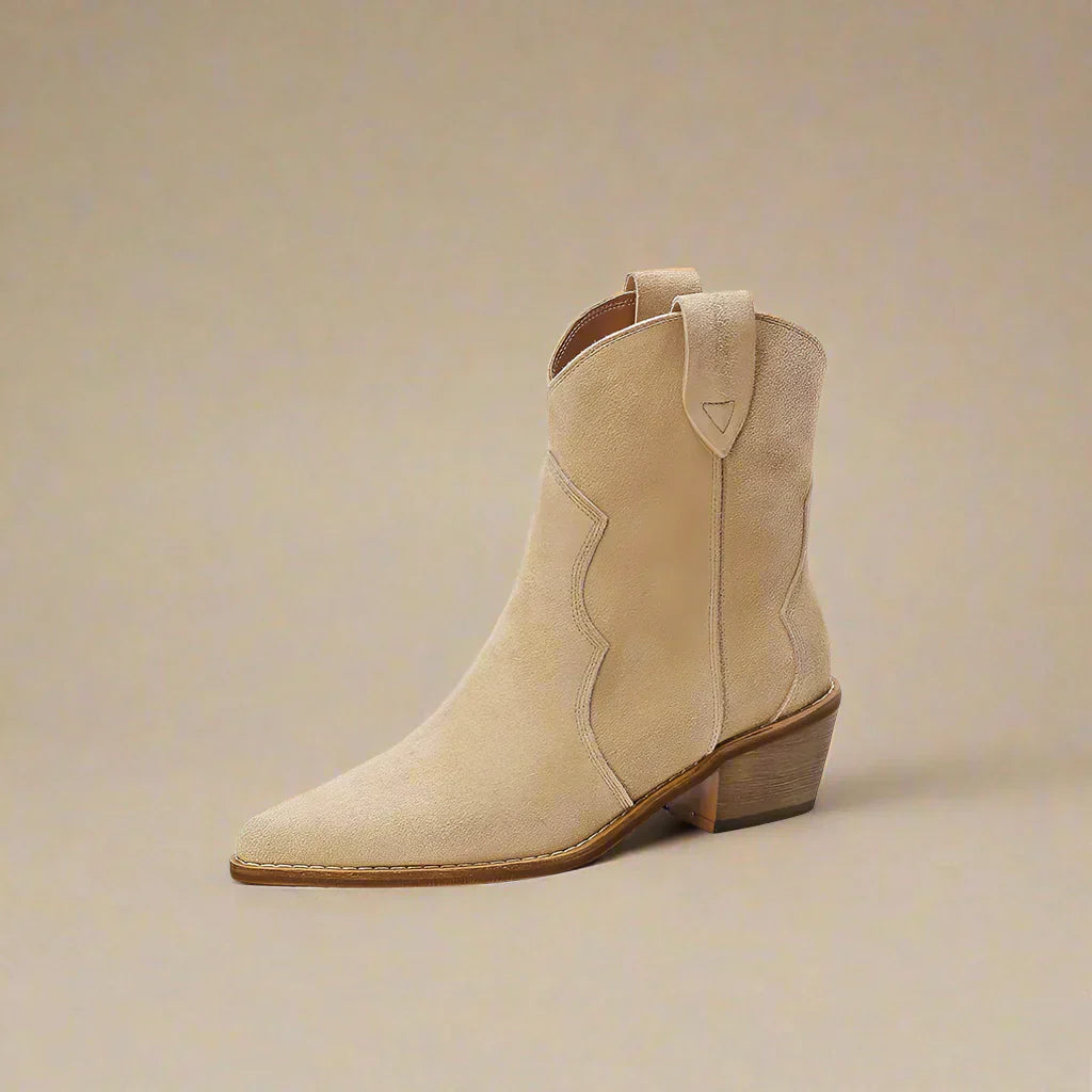 GR | Cowhide Leather Women's Suede Women's Boots with Heel