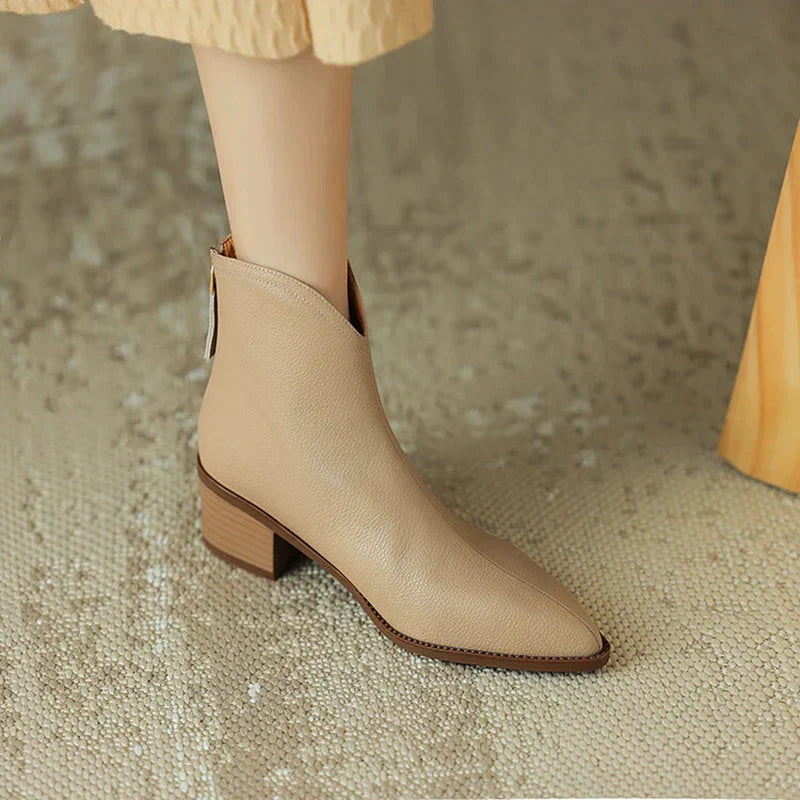 pointed leather boots