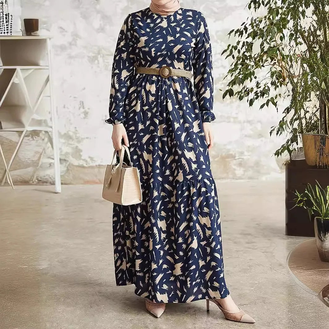 GR | Elegant long-sleeved printed dress