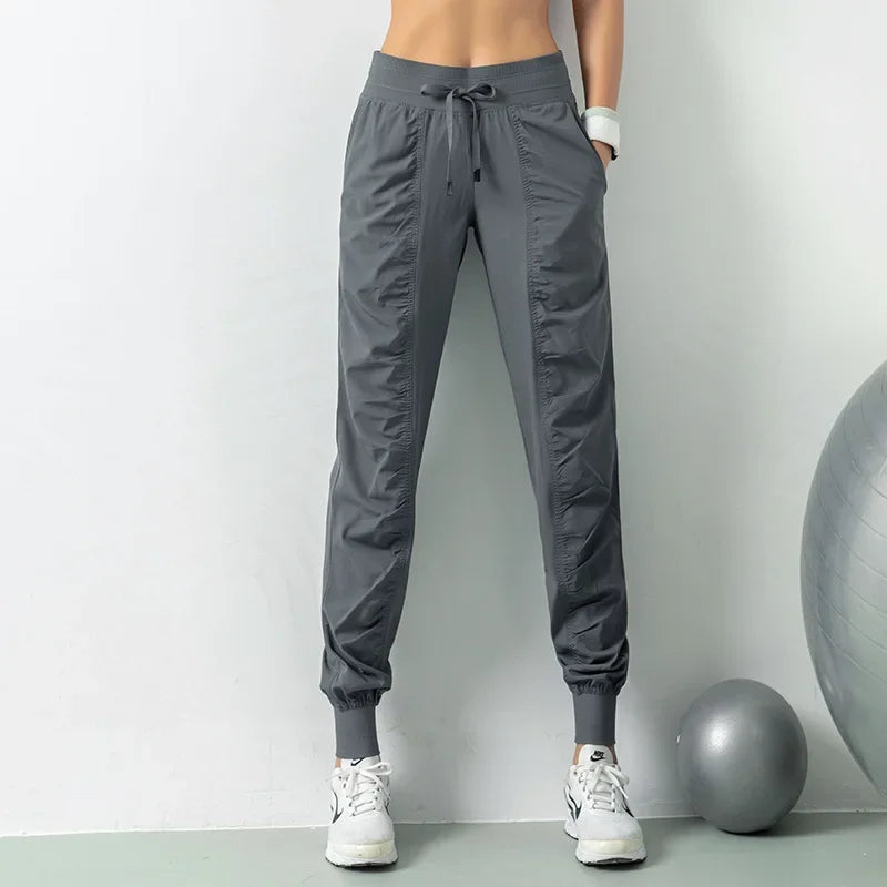 GR | Stoff Schnürsenkel Lauf Sport Joggers Frauen Schnell Trocknend Athletic Fitness Trainings Sweatpants mit Zwei Taschen Bewegung Hosen