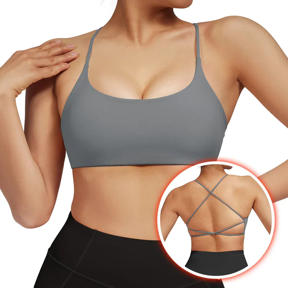 GR  | Rückenfreier Stoßfester Fitness Sport Bh Mit Polstern Für Frauen