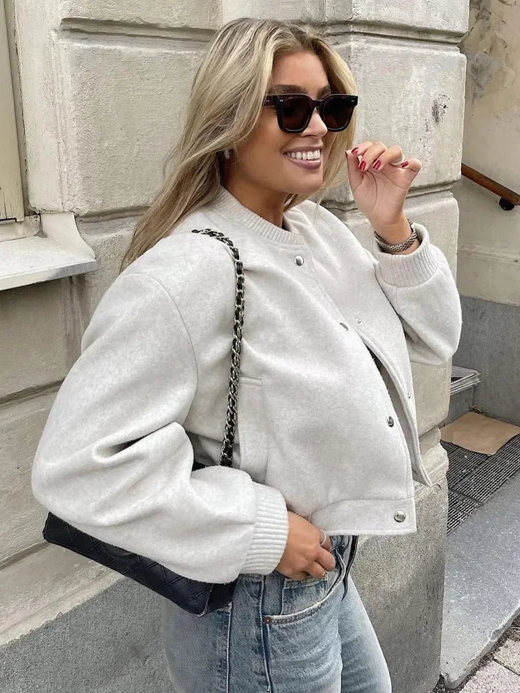 GR | Stylish cropped bomber jacket
