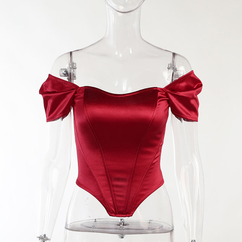 GR | Satin top with puffed sleeves