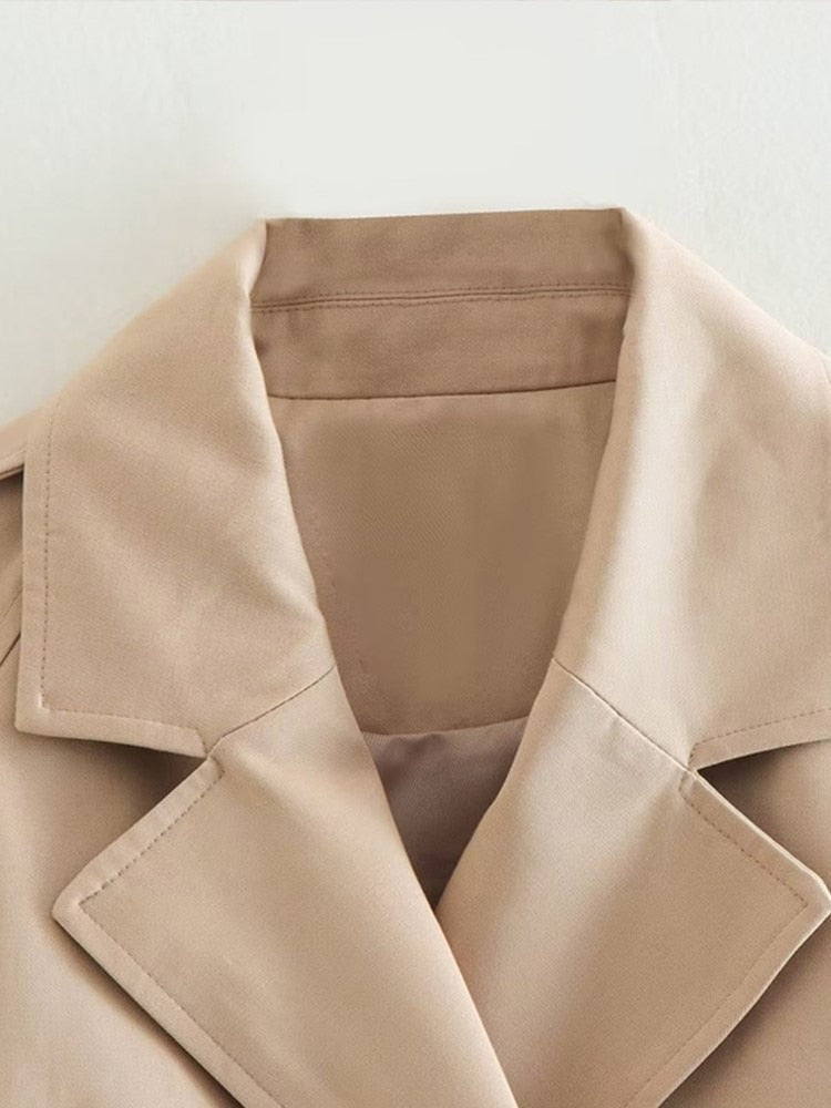 GR - Short Beige Trench Coat For Stylish Appearances