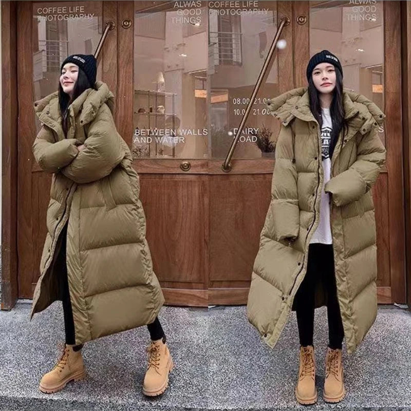 GR | Long Stylish Down Jacket T-Shirt with Hood