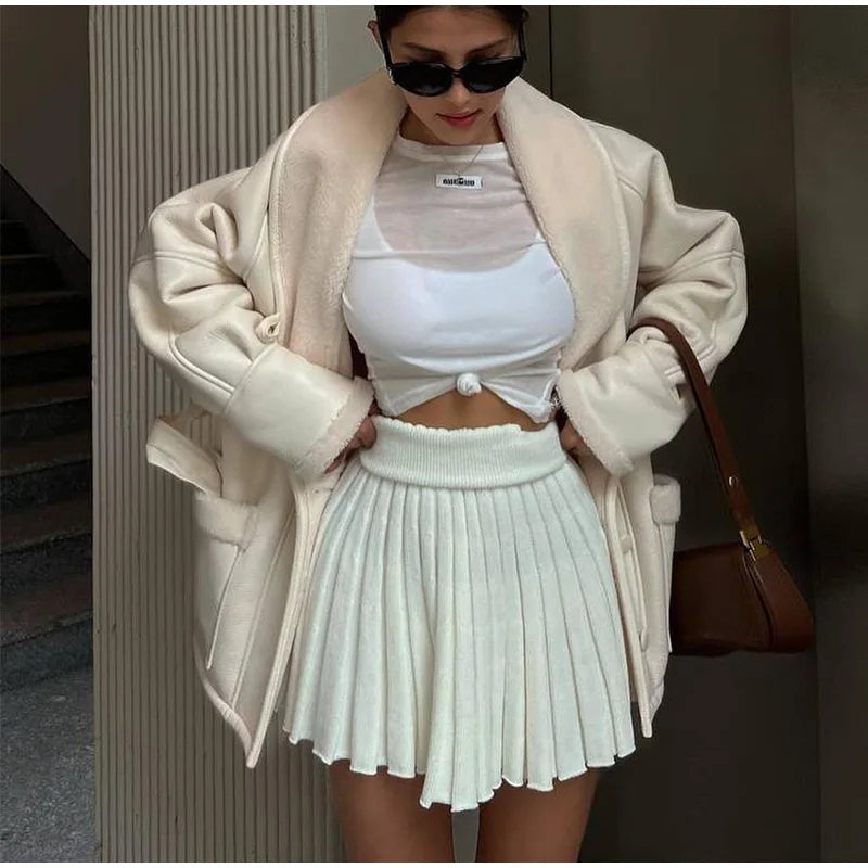 Winter leather jacket with fur