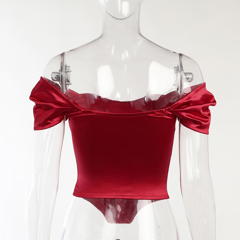 GR | Satin top with puffed sleeves