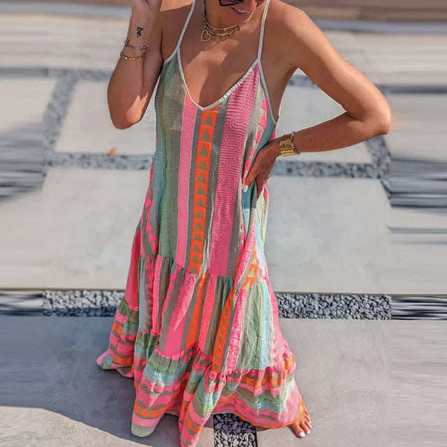 GR | Women's Geometric Print Party Dress 