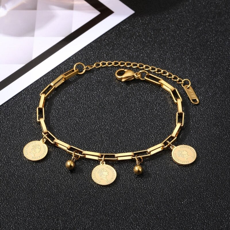 GR Sparkling Freedom Bracelet | Women's Stainless Steel Round Signature Portrait Pendant
