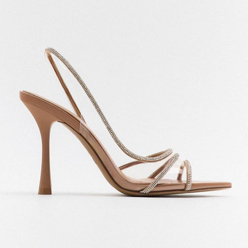 GR Elegant High-Heeled Sandals | Stiletto Slingback Peep Toe Shoes