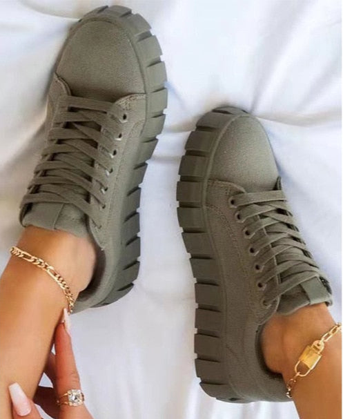 GR | Suede Sneakers with Chunky Platform for Women