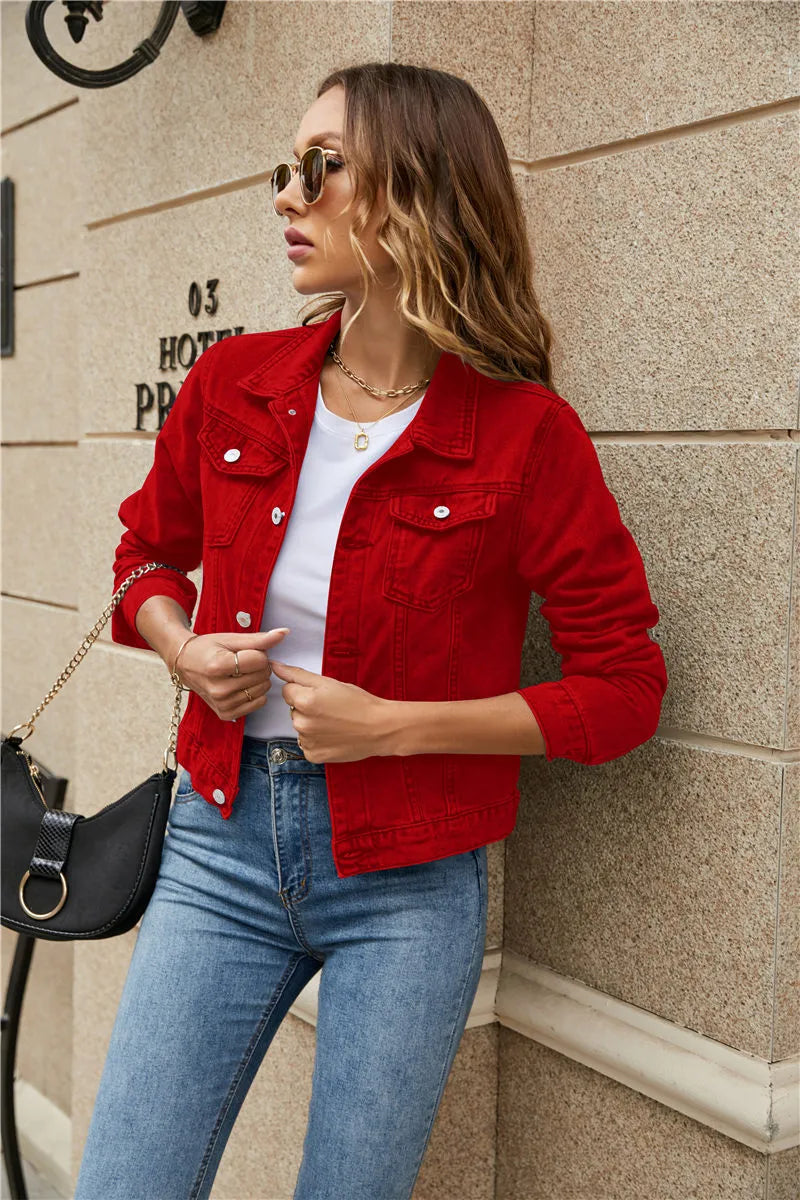 GR | Long-sleeved, notched denim jacket with pockets