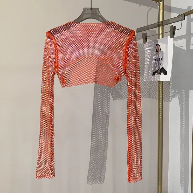GR | Diamond Long Sleeve Mesh Top