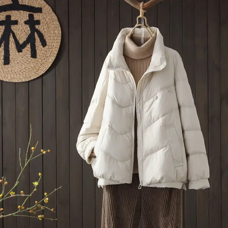 GR - Women's quilted jacket with stand-up collar