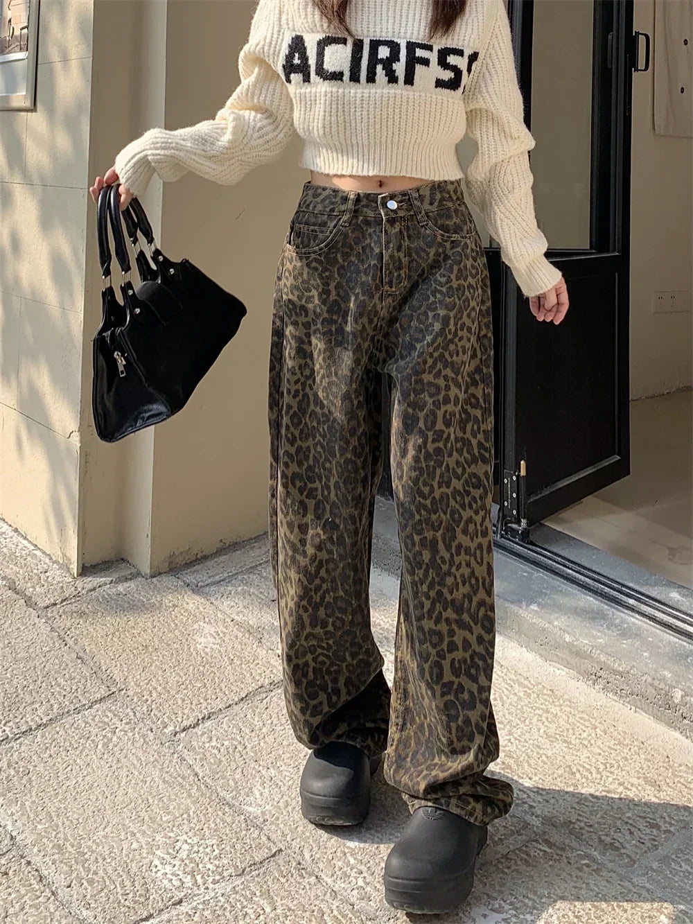 GR | Modische Leopardenmuster Jeans Für Damen