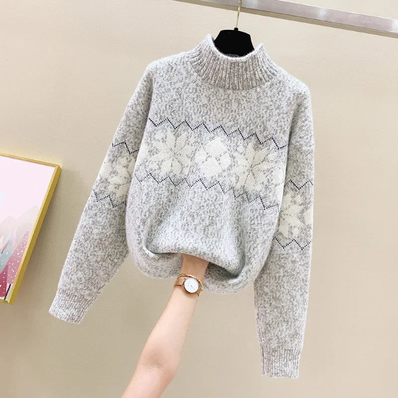 GR - Hässlicher Weihnachtspulli - Gemütlicher Schneeflocken-Turtleneck