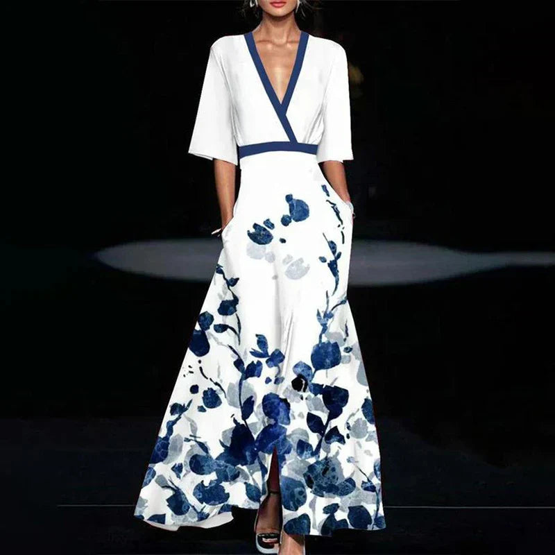 GR | Wrap Maxi Dress with a bold floral pattern for women