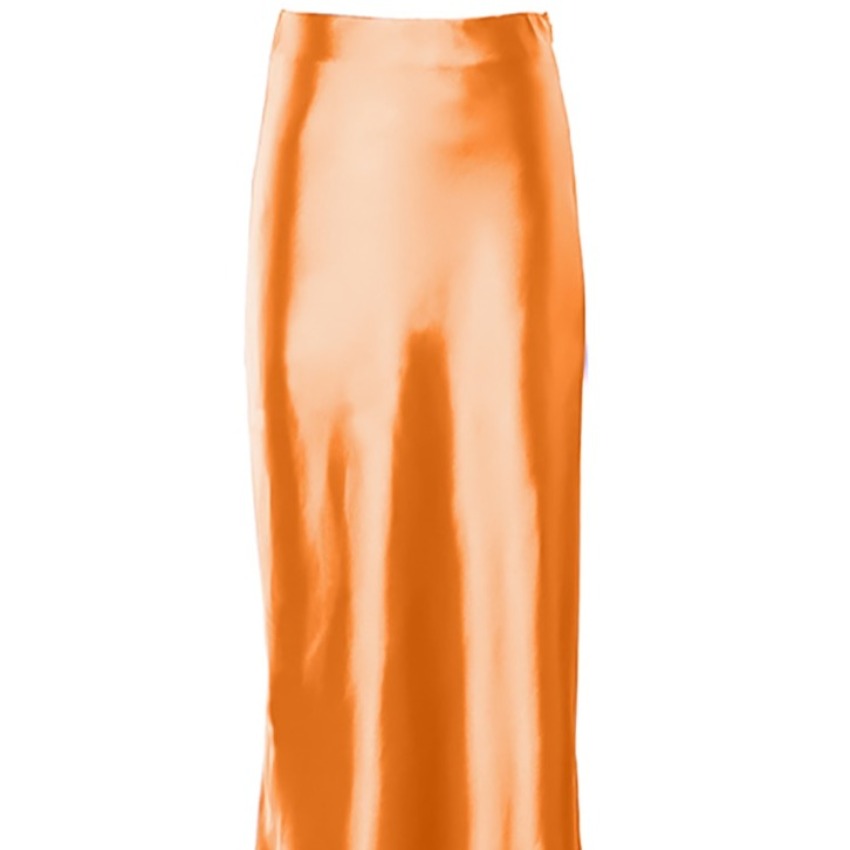 GR | High-waisted long satin silk skirt for women