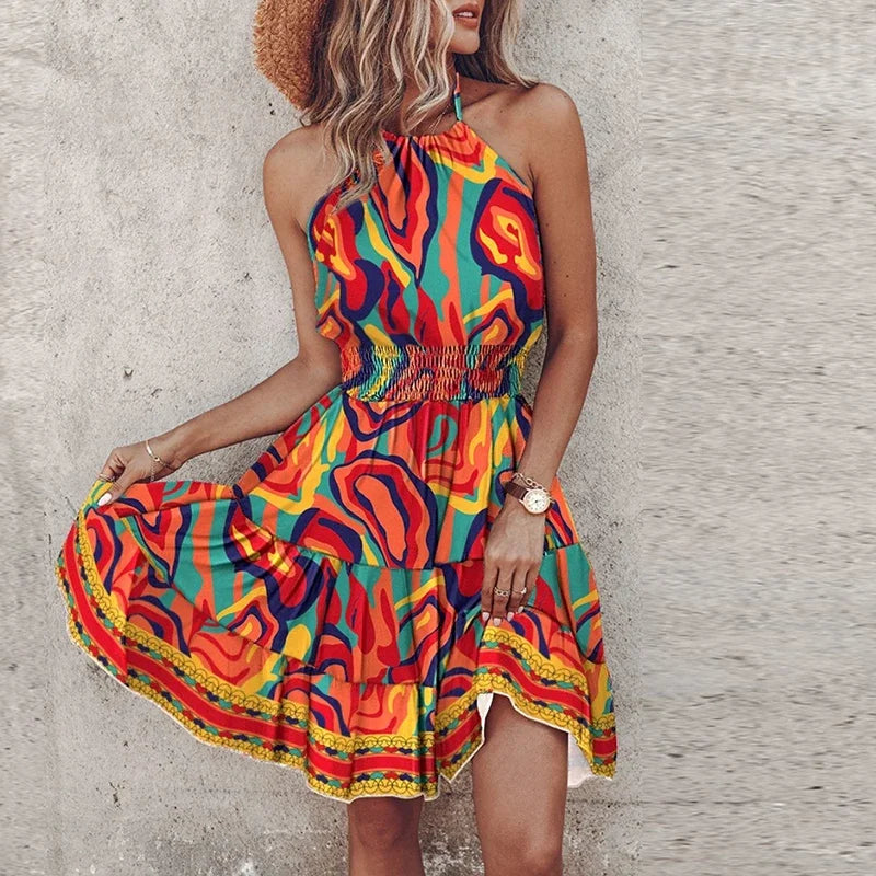 GR | Stylish Summer Boho Halter Dress