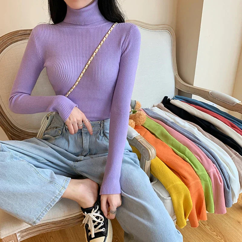 GR - Damen-Ripp-Turtleneck für elegante Raffinesse