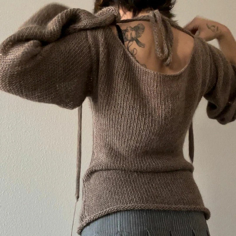 GR | Lockerer Strickpullover mit Glockenärmeln