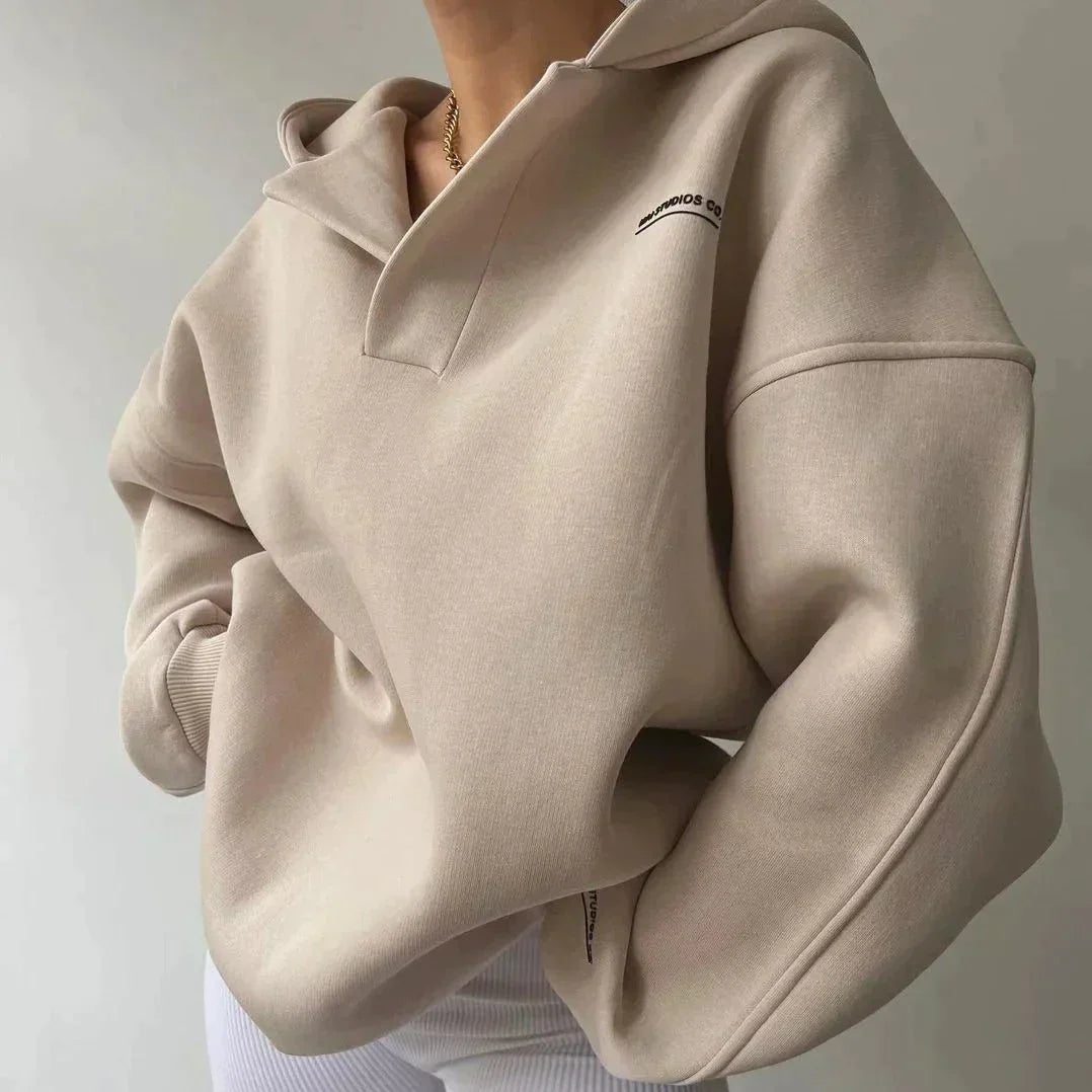 Wool sweater with hood